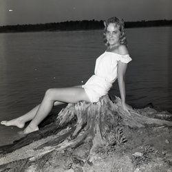 522-Florence Wardlaw, fishing at Clark Hill April 7 1959