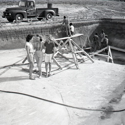 570-Johnston swimming pool under construction May 12 1959