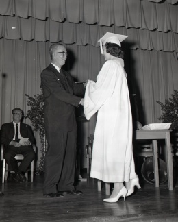 852- Alma Gable receiving diploma, May 23, 1960