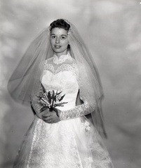 993- Linda Creswell, wedding dress. January 30, 1961