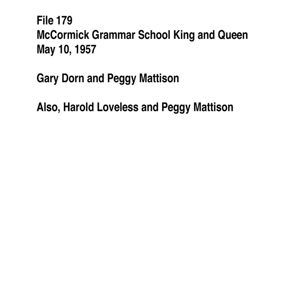 179- McCormick grammar school King & Queen