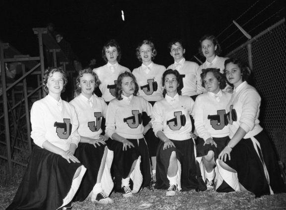 262-Johnston High cheerleaders Nov 8 1957