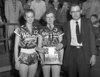 300-Hollywood HS Girls Basketball team receives Trophy. March 1, 1958