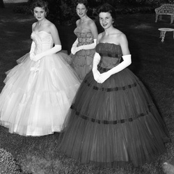 325- Johnston High School Beauties Jenny Crouch Miss Black & Gold Runners-Up Betsy Boatwright & Gayle Herlong April 26 1958