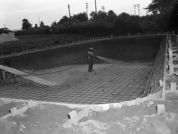 380-Construction of McCormick swimming pool. July 1958