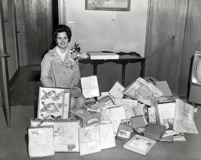 1624 - Kathryn with shower gifts December 3 1964