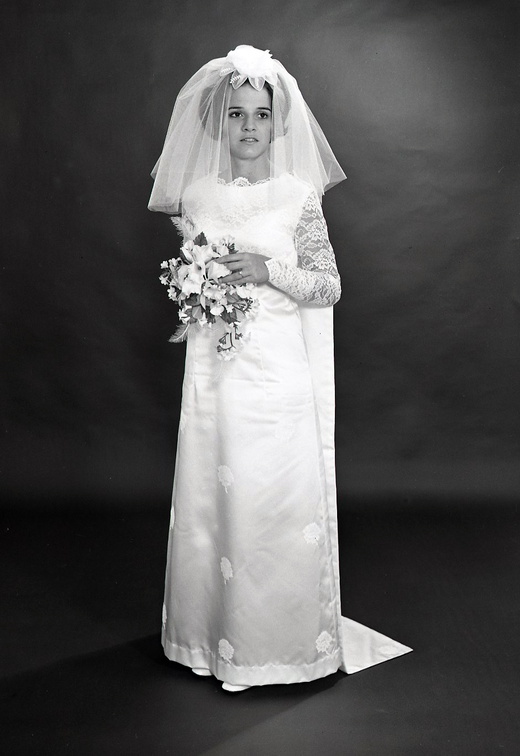 2191-Cecelia Harding wedding dress. June 8, 1968