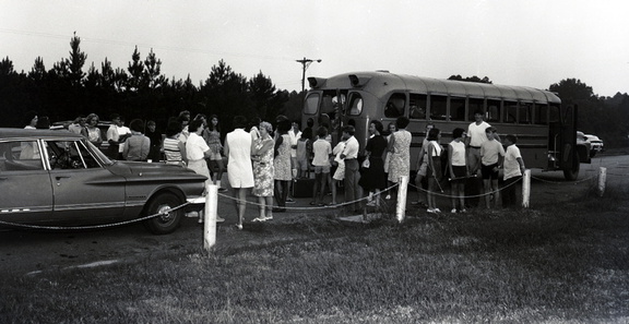 2540- MHS Band Leaves for camp Football team photos, August 21, 1969