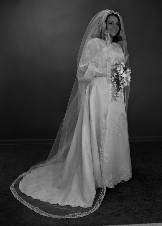 2625- Jackie Bufford wedding dress, December 15, 1969