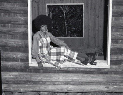 4113- MHS Girls at park and cabin, October 6, 1971