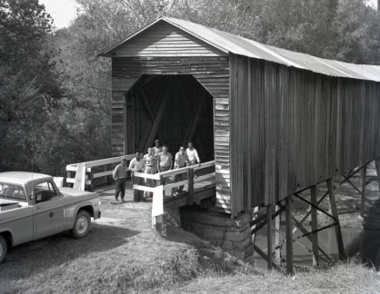 4126- Covered bridge being repaired, October 28, 1971