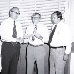 5247 Milliken presents check for Dorn Mill restoration May 1980