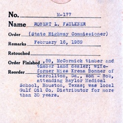 M177 Robert L Faulkner State Highway Commissioner 16 February 1959
