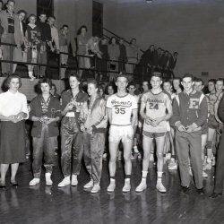 M182 All Tournament Team at Sand Ridge Tournament McCormick plyers were Barbara Jane Dukes and Freddie Schumpert 20 February 1959