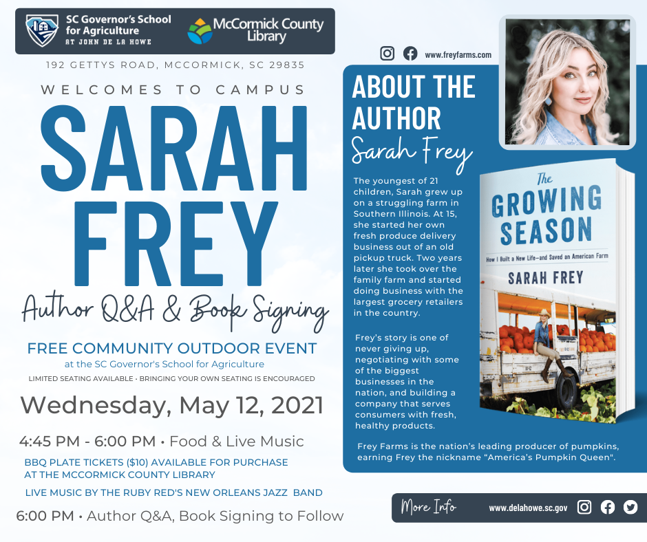 Author’s Night with Sarah Frey – May 12th, 2021