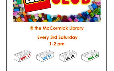 LEGO Club meets every 3rd Saturday at 1 pm